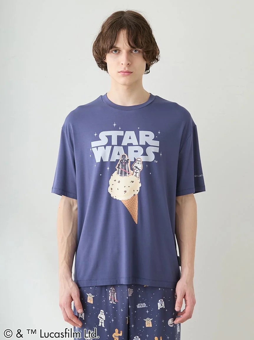 ジェラートピケ STAR WARS メンズ ワンポイントTシャツ ネイビー