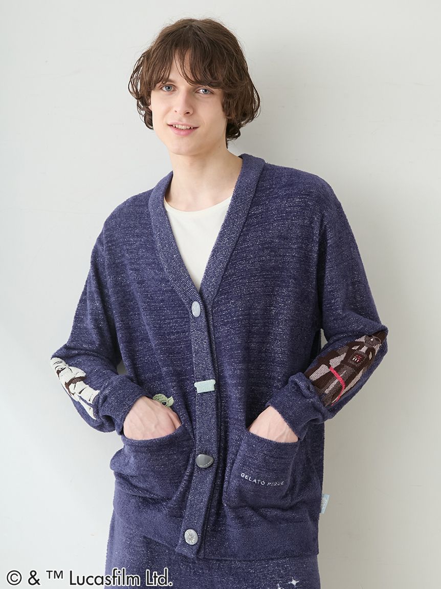 ジェラートピケ STAR WARS ユニセックス カーディガン ネイビー 背面 STAR WARSロゴ