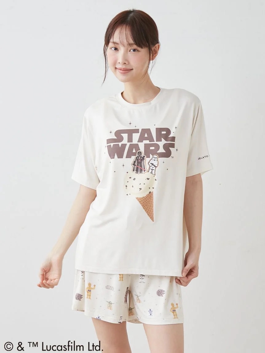 ジェラートピケ STAR WARS レディース ワンポイントTシャツ クリーム