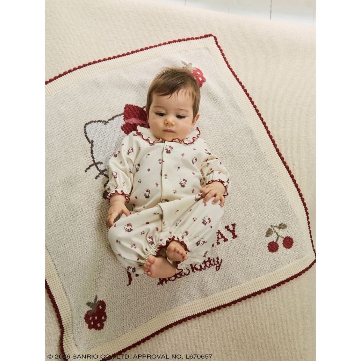 JAMIE KAY HELLO KITTY ニットJQブランケット アイボリー使用イメージ