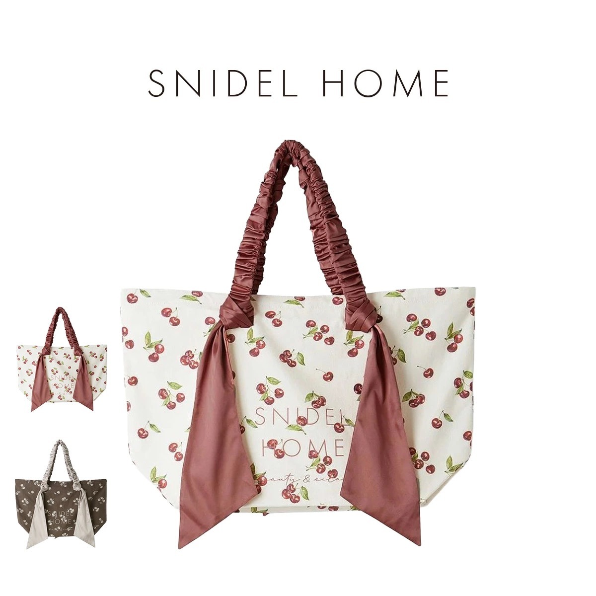 SNIDEL HOME オーガニックキャンバストート BIG チェリー柄