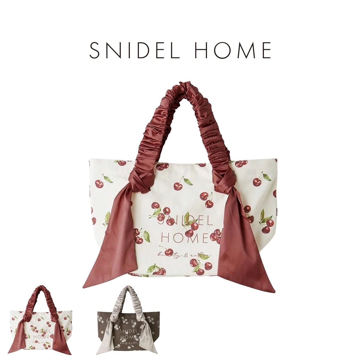 SNIDEL HOME オーガニックキャンバストート SMALL チェリー柄