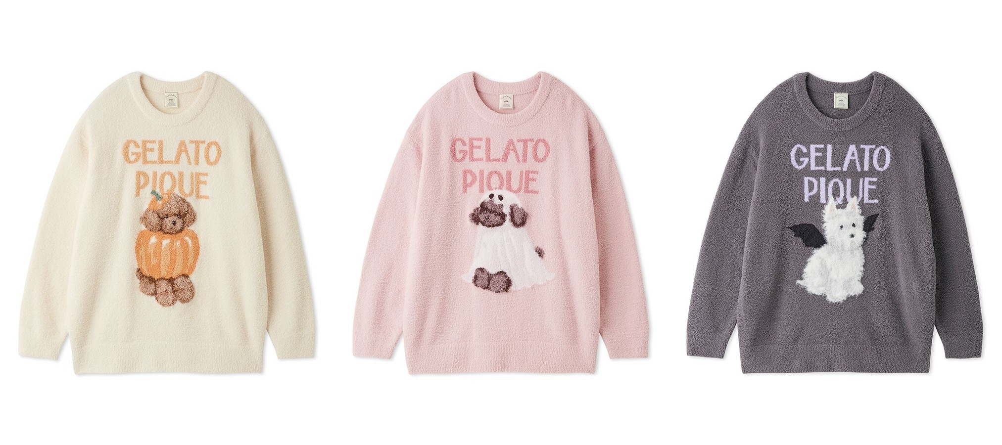 gelato pique ナイトパレードDOGSジャガードプルオーバー クリーム・ピンク・ダークグレーの3色